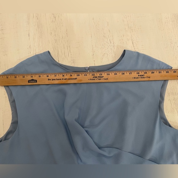 Sky Blue Pleated Faux Wrap Dress Maggie London Size 24-W - Picture 4 of 10